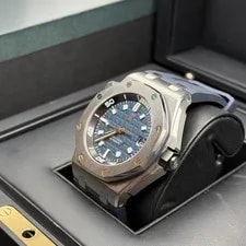 Audemars Piguet Royal Oak Offshore Diver Blue Dial Flat Smooth Bezel Rubber 3