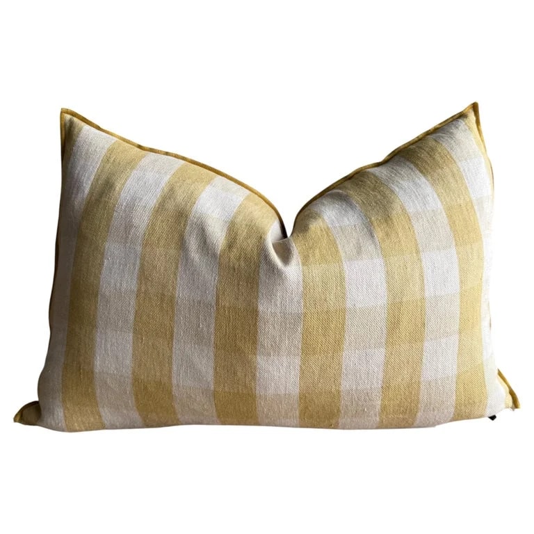 Bloom Home Inc — French Linen Lumbar Case– Vichy Paille — Furniture — resale