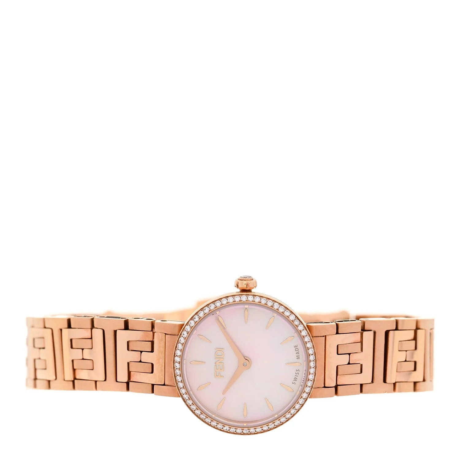 Stainless Steel Diamond Bezel Pink Mother of Pearl 19mm Fendi Forever Quartz 2