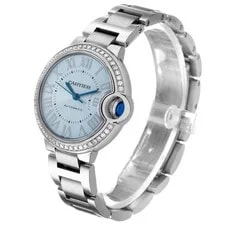 Cartier Ballon Bleu 33 Blue Silver Diamond Dial Steel W4BB0028 Box Card 4