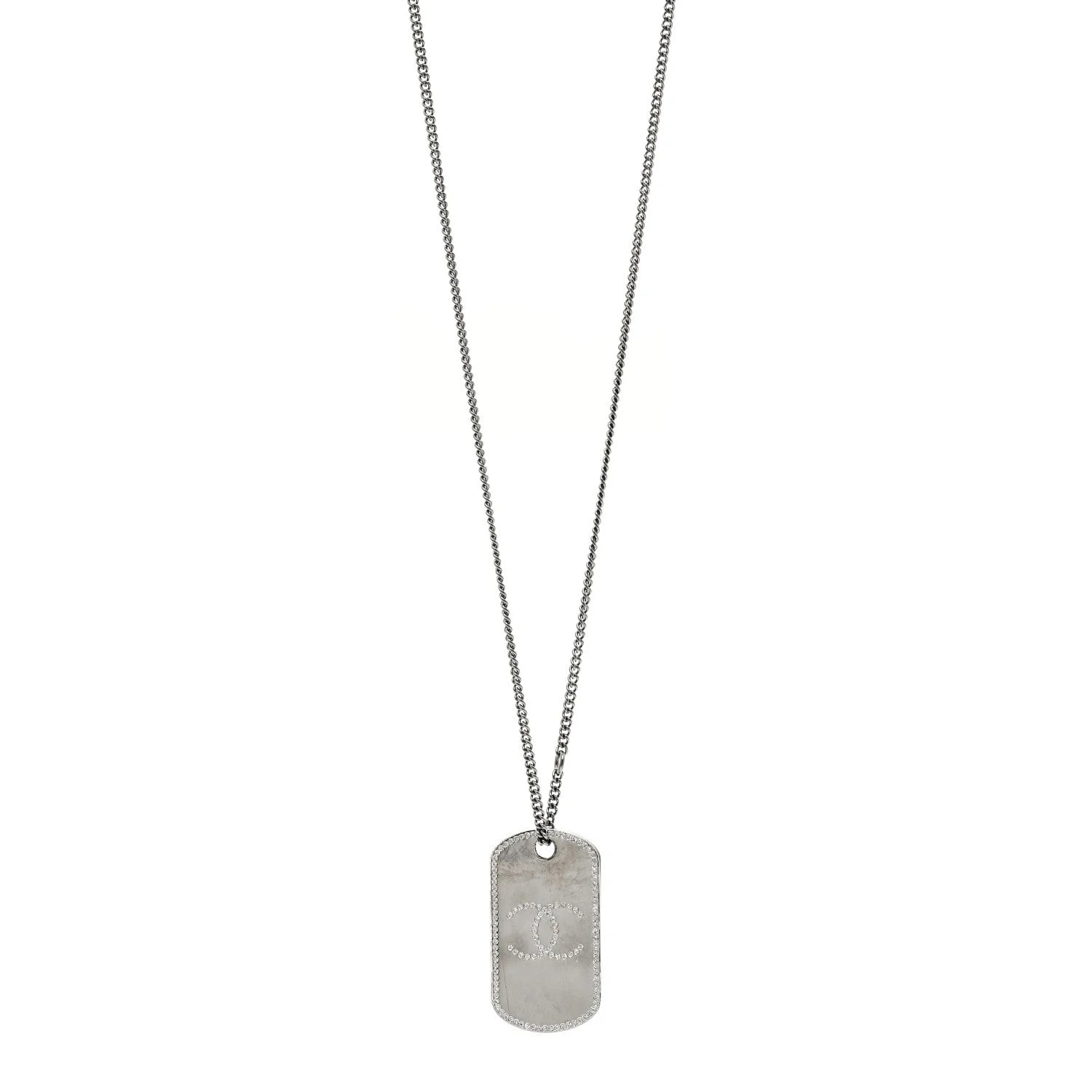 Chanel — Metal Ruthenium Dog Tag Charm — Jewelry — resale
