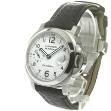 Panerai Luminor Marina PAM00049 40mm SS White Dial Leather Strap Date #C264 2