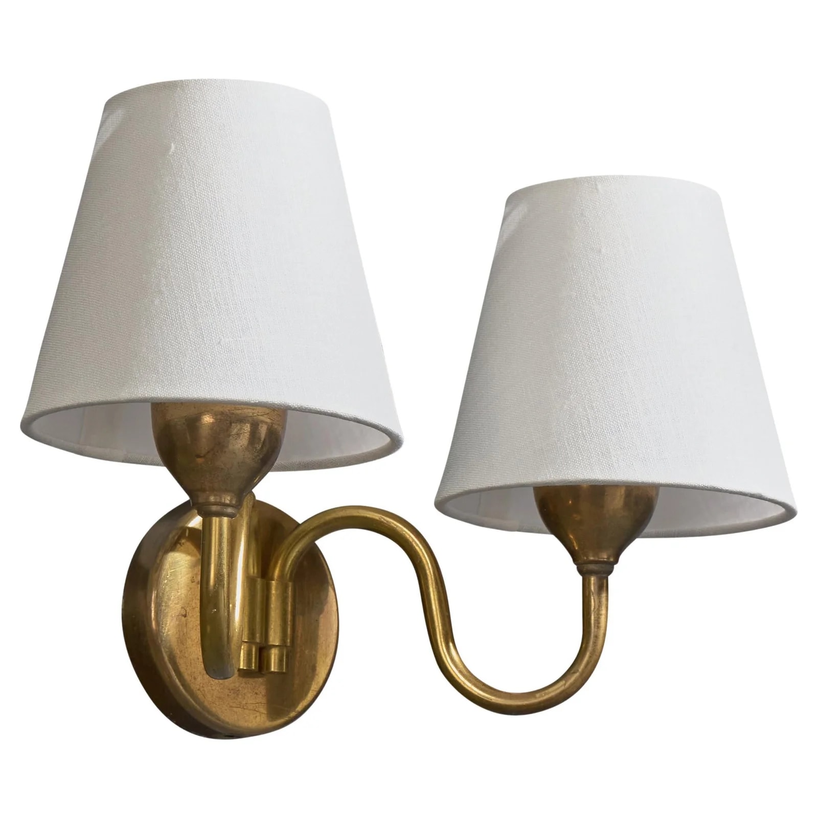 Fog MRUP Wall Light, Brass & Fabric, Denmark, 1950s — lighting — resale