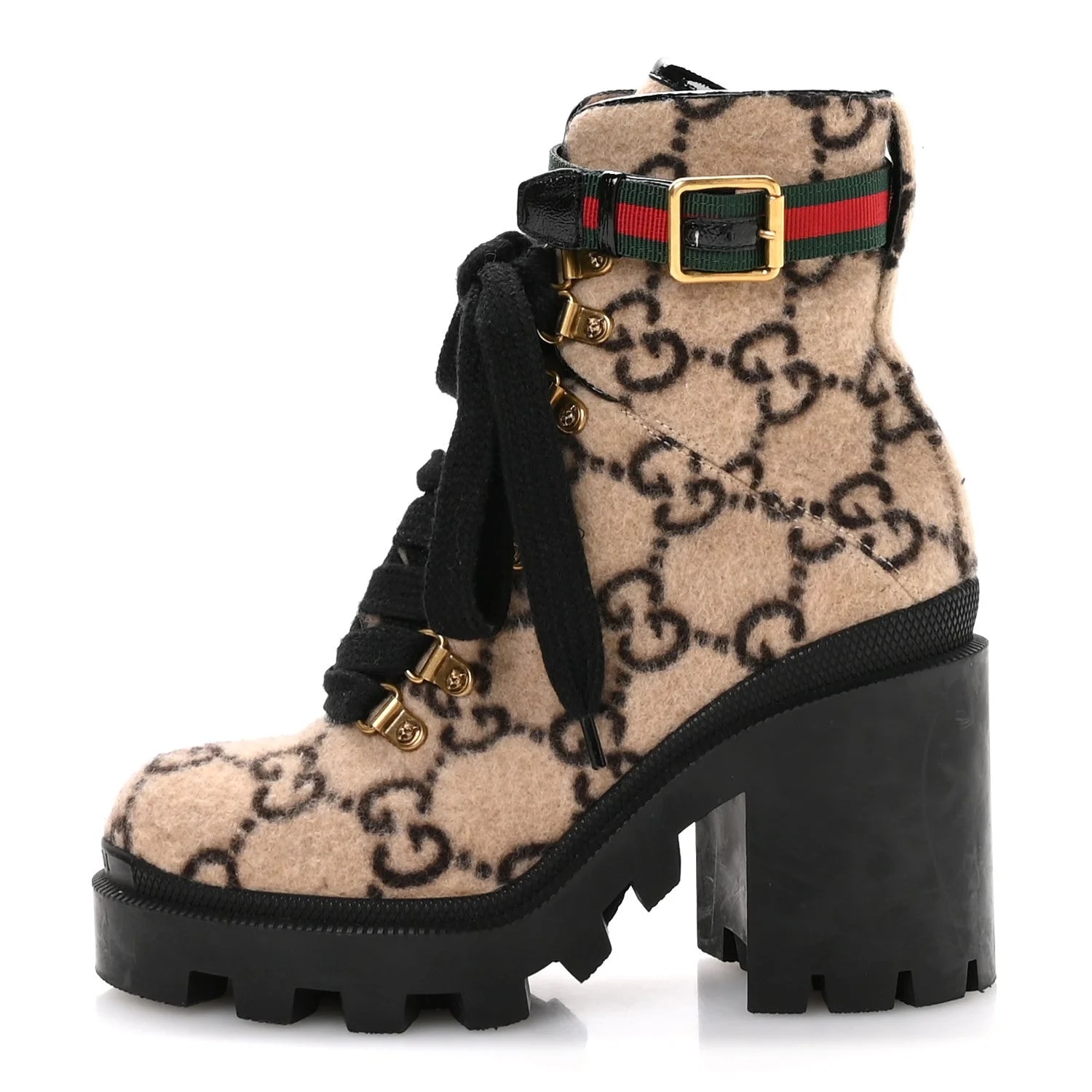 Gucci — Covered GG Lace Up Combat Ankle 35 — Designer Shoe — resale