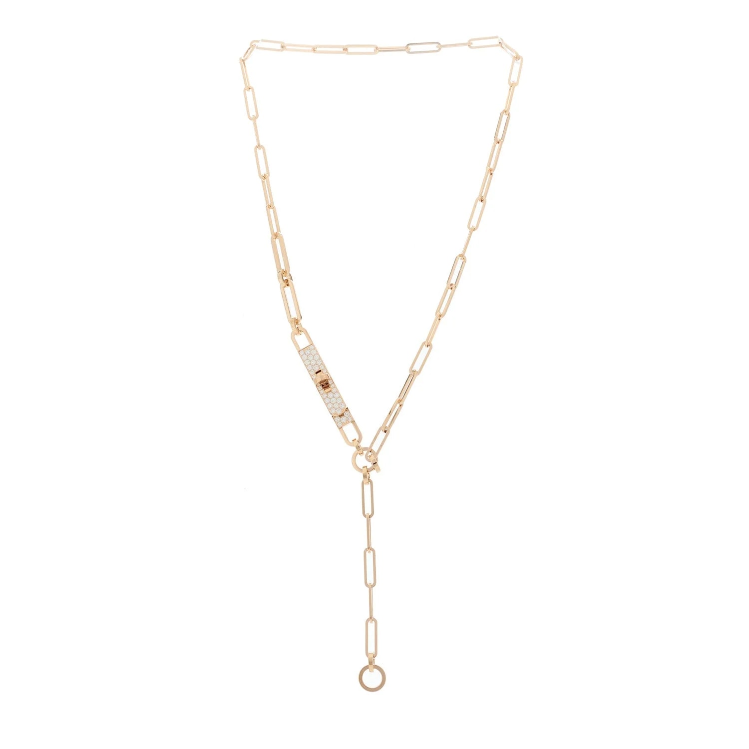 18K Rose Gold Pave Kelly Chaine Lariat SH 2