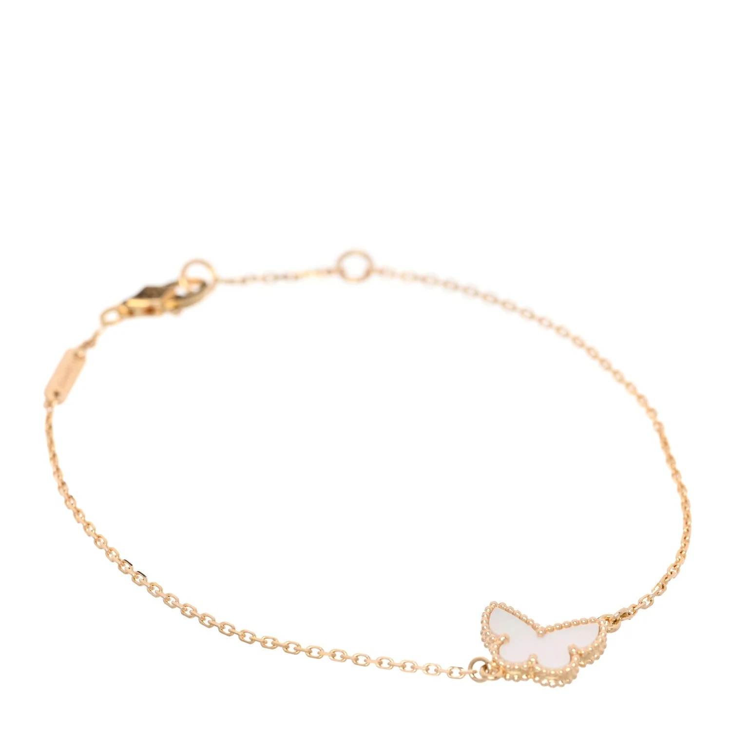 18K Yellow Gold Mother of Pearl Sweet Alhambra Butterfly Bracelet 4