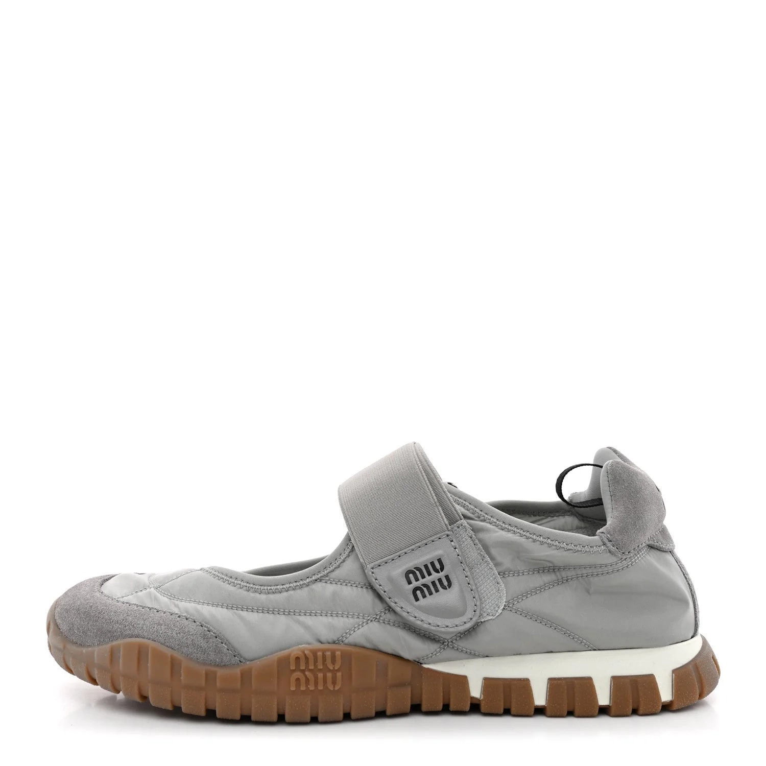 Miu Miu — Technical Fabric Tyre Ballerina 36.5 Cloudy — Designer Shoe — resale
