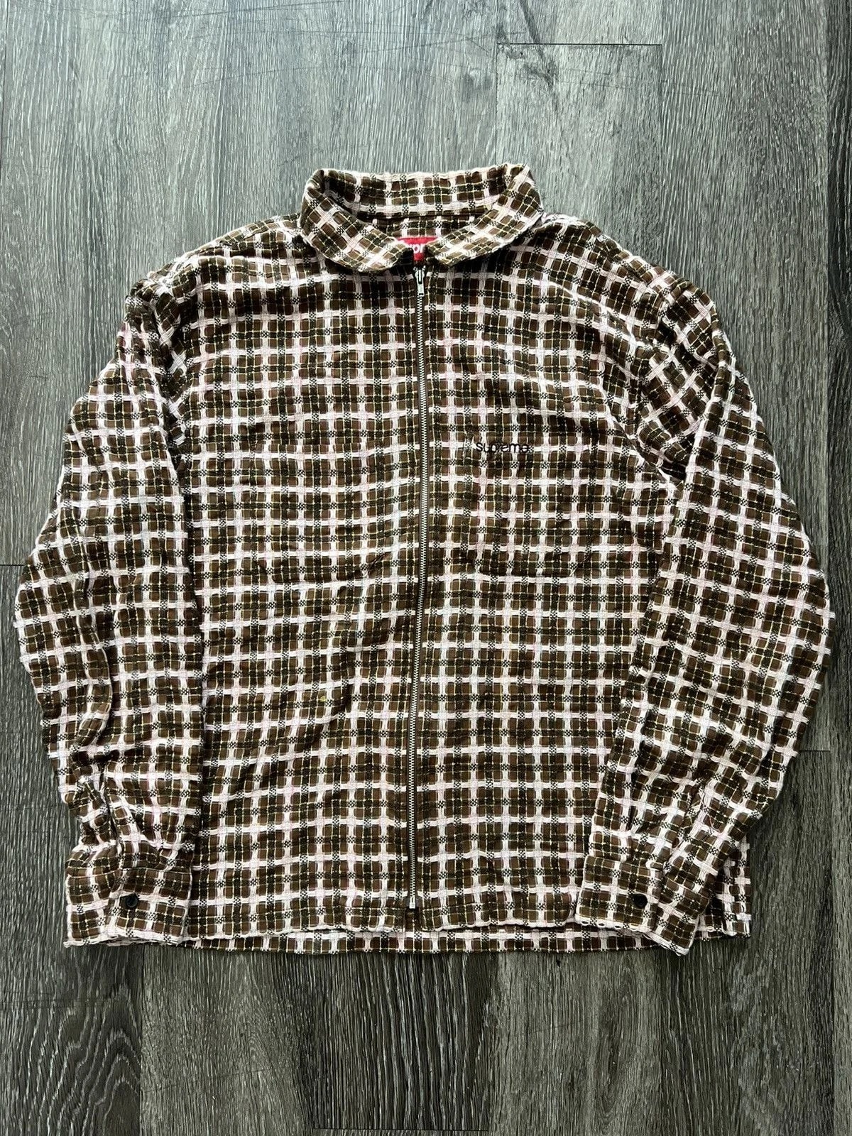 Supreme — Supreme Metallic Plaid Zip-up Shirt — streetwear — resale