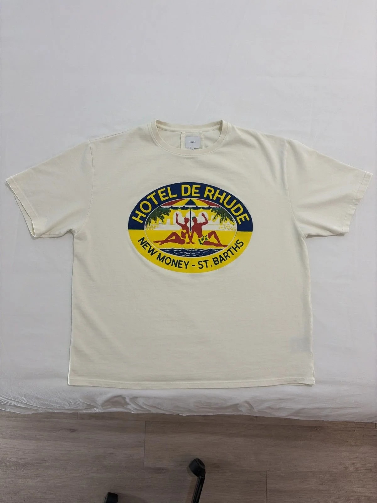 Rhude — Rhude Hotel New Money St Barths Logo Tee — streetwear — resale