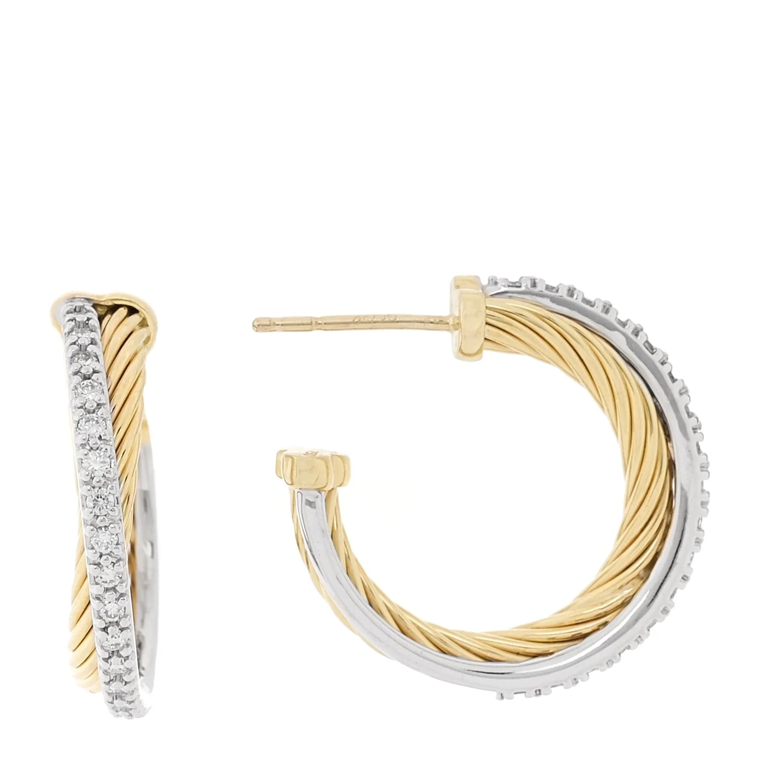 David Yurman — 18K White Gold 23mm Crossover Cable Hoop — Jewelry — resale