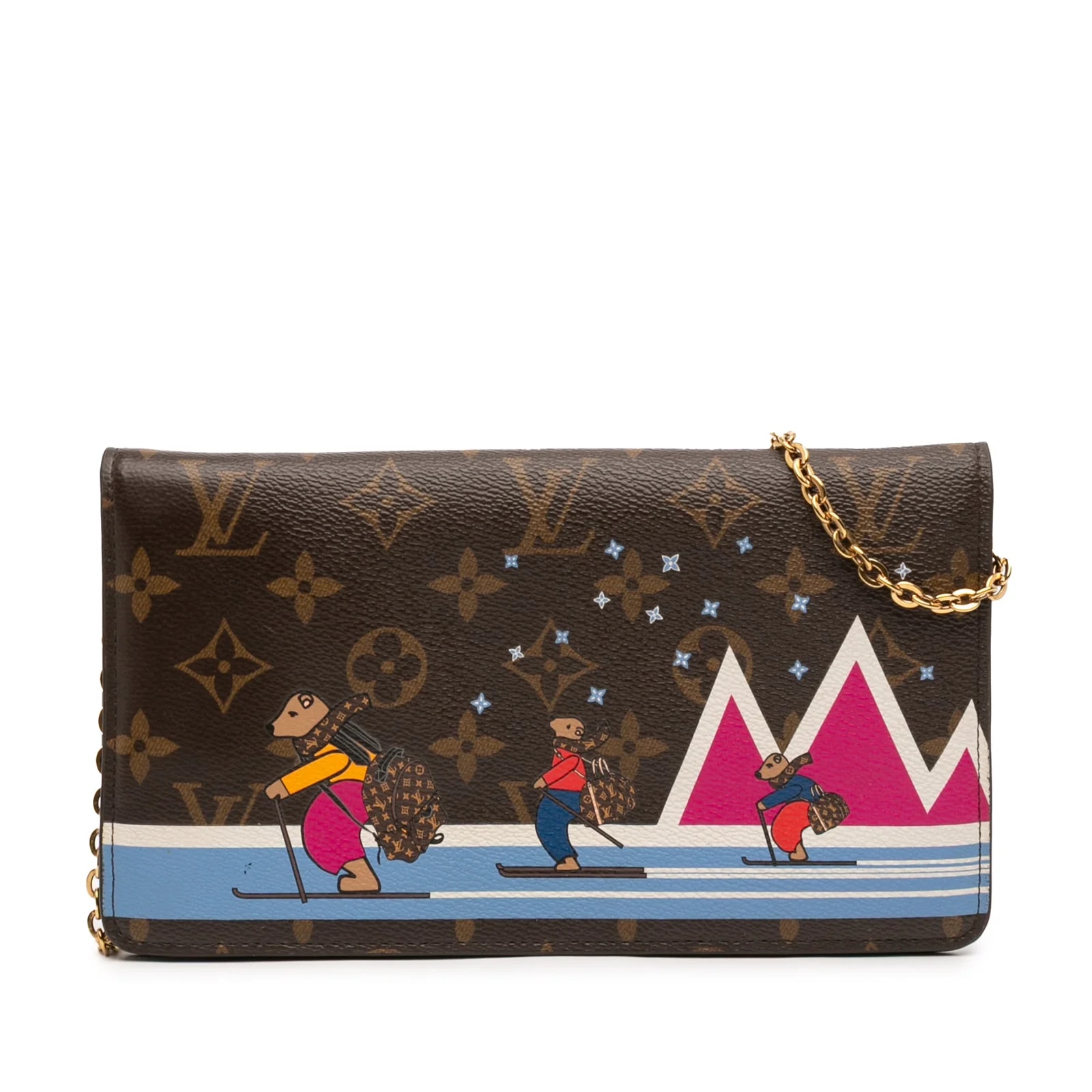Louis Vuitton — Christmas Animation Bears on Skis Pochette Weekend Chain Wallet — Handbag — resale