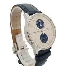 IWC Portugieser Chronograph IW371464 Stainless Steel Leather Diamond #KNW2386 3