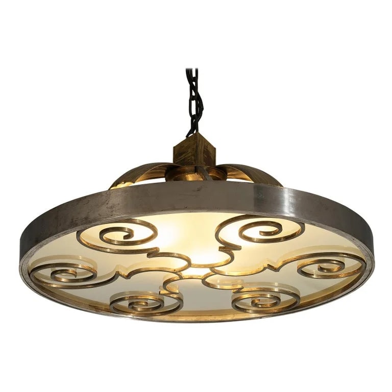 Arvika Konsthantverk — Lars Holmström for Arvika Konsthantverk Art Deco Ceiling Steel and Brass — lighting — resale