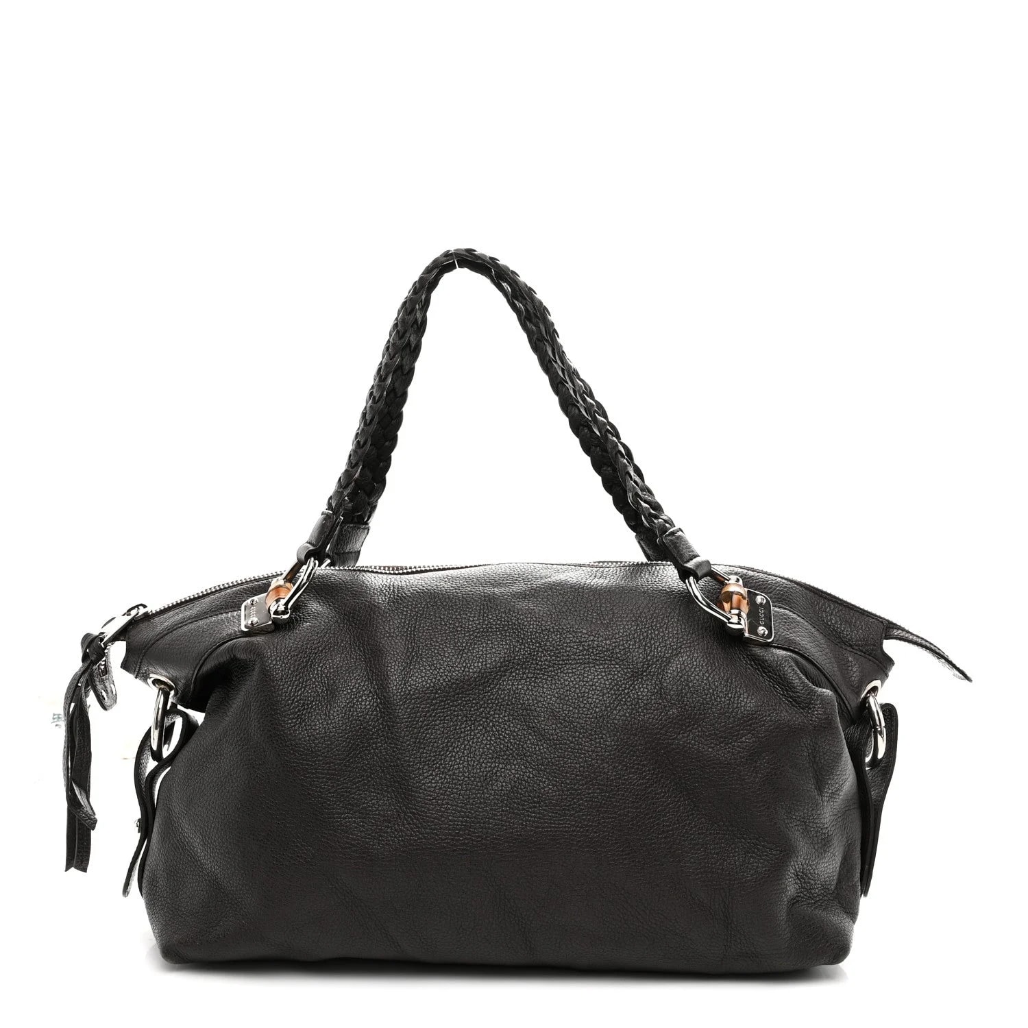 Gucci — Pebbled Large Bamboo Bar Tassel Dark — Handbag — resale