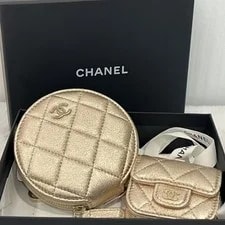 Chanel — ✨Authentic Chanel Metallic Quilted Round & Flap Dual Set — Handbag — resale