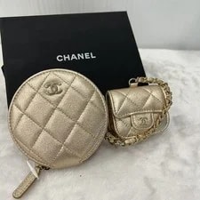 ✨Authentic Chanel Metallic Quilted Round & Flap Dual Set 2