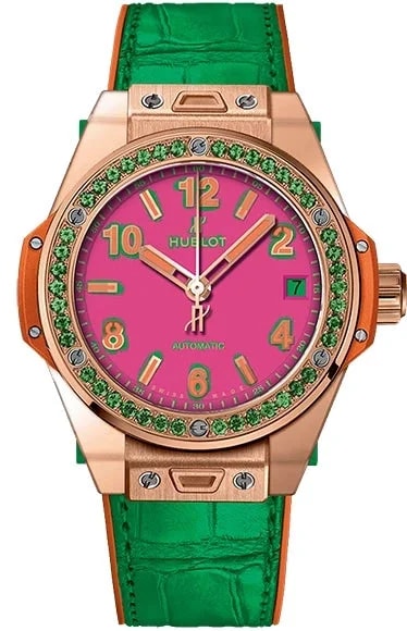 Worldofluxuryus — Hublot Big Bang Pop Art King Gold Apple 18K Rose Gold & Tsavorites Lady's — Watch — resale