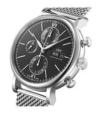 IWC Portofino Chronograph Automatic 42mm Black Dial Steel Mesh Bracelet IW391030 2