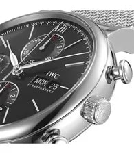IWC Portofino Chronograph Automatic 42mm Black Dial Steel Mesh Bracelet IW391030 3