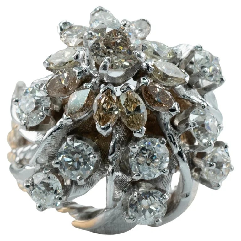 Estate Jewelry — Flower Cocktail 4.07 TDW — Jewelry — resale