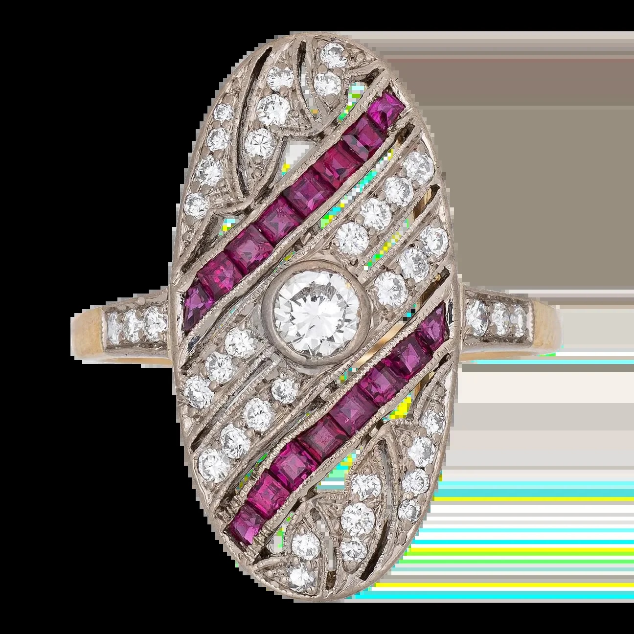 Estate Art Deco Style Oval Cocktail Fine Jewellery Size 6.5 — Jewelry — resale