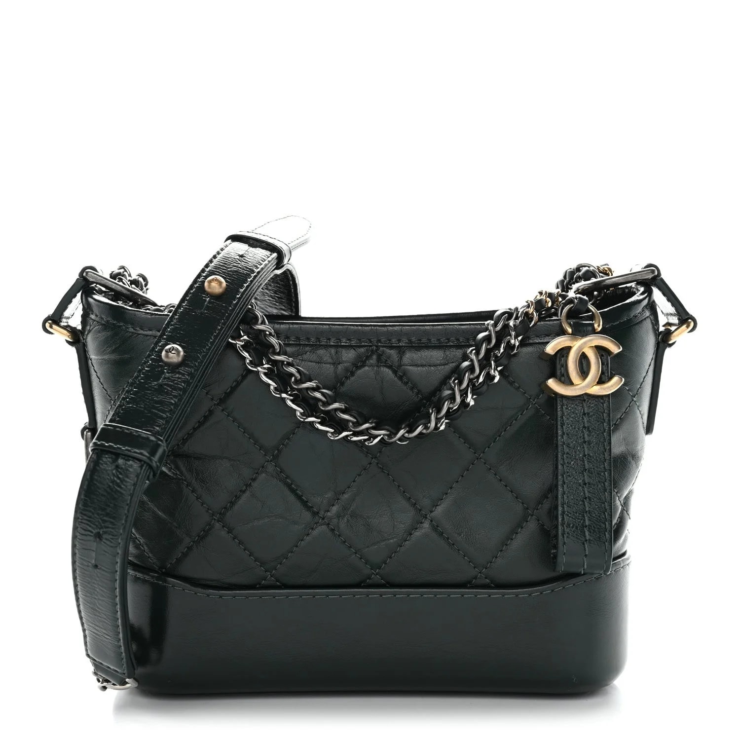 Aged Quilted Small Gabrielle Hobo Dark 2