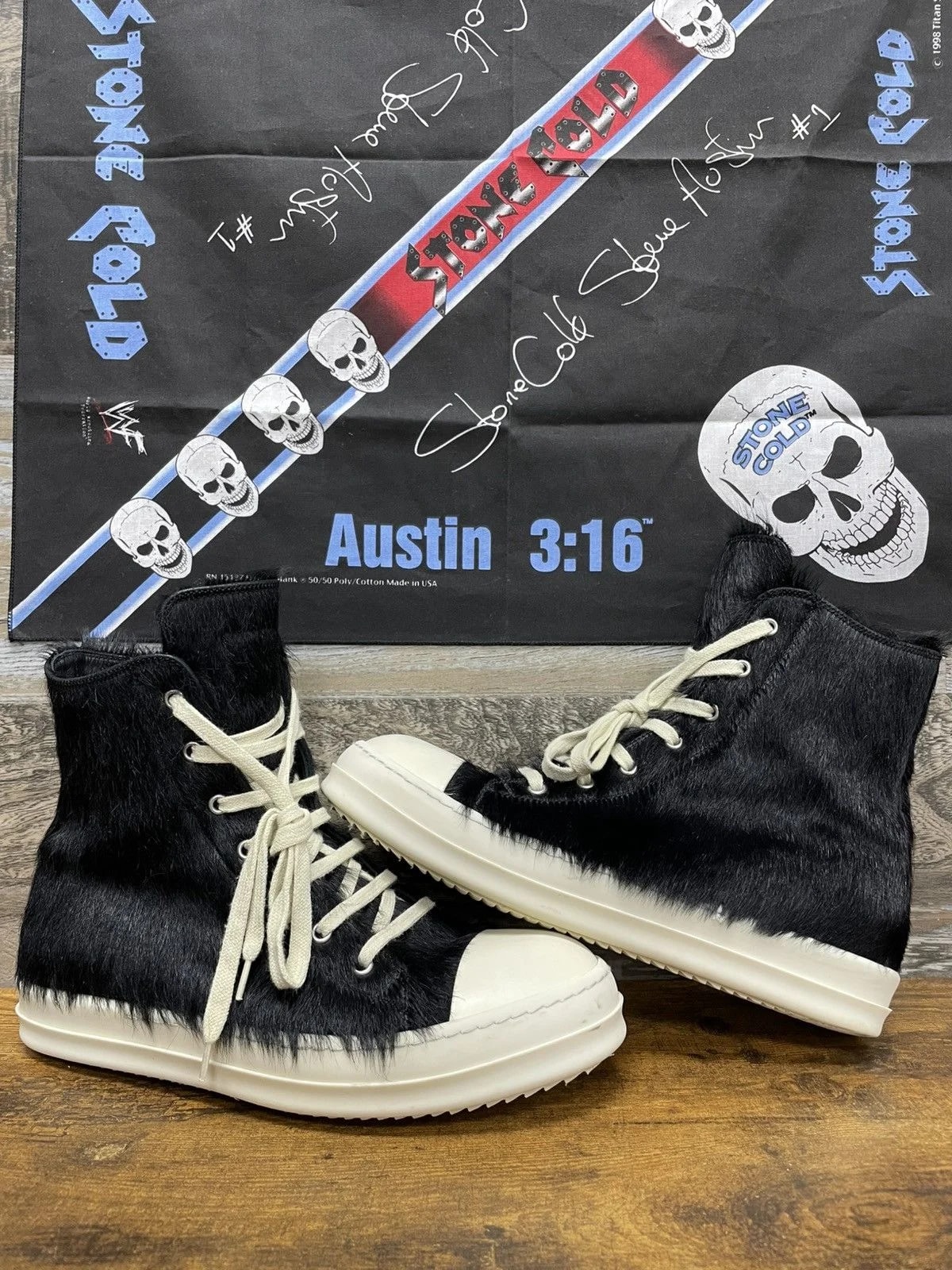 Rick Owens — 42-Rick Owens Ramone High Pony Hair /Milk — Sneaker — resale