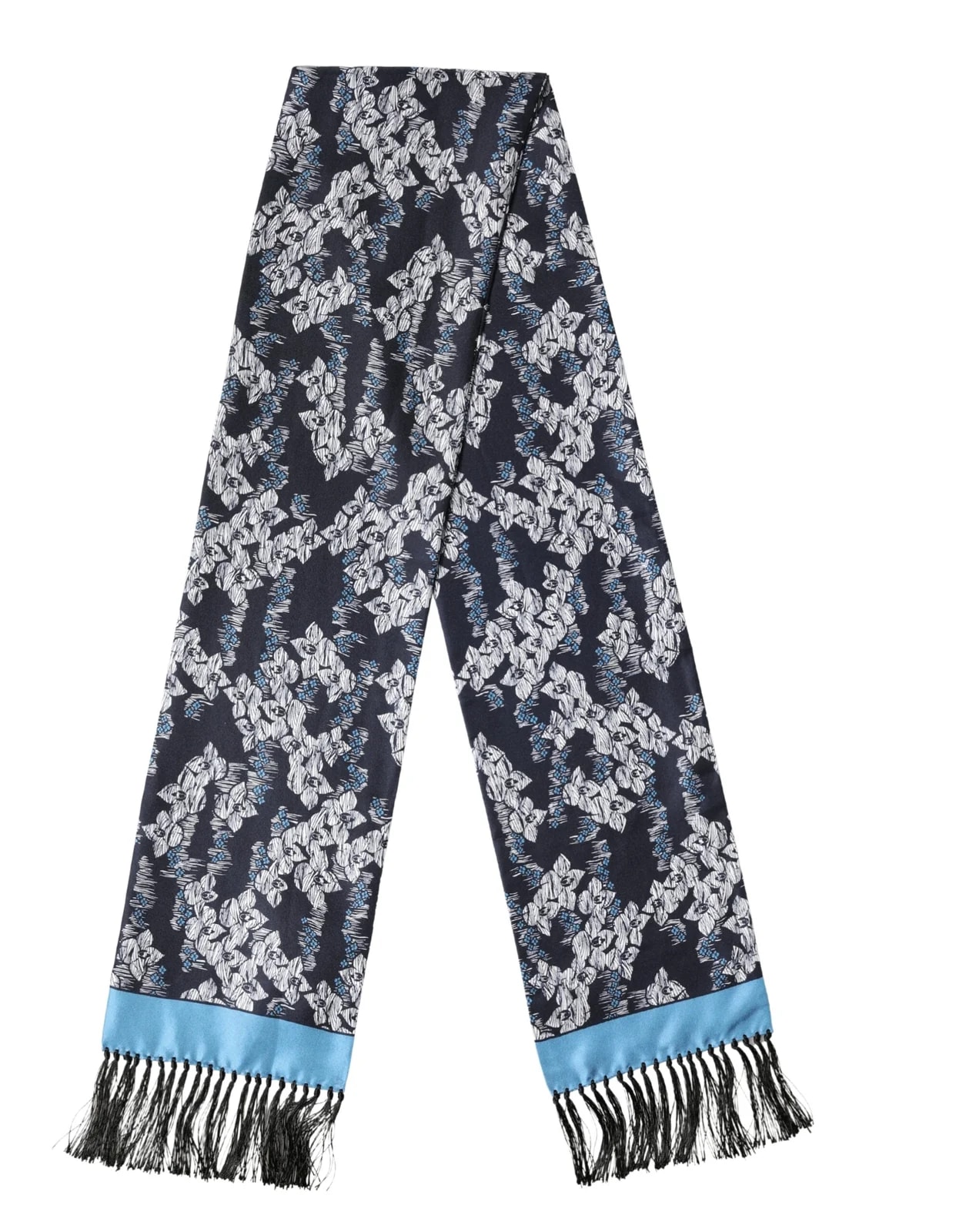 Dolce & Gabbana — Dolce & Gabbana Floral Pattern Fringe 140cm X 16cm Scarf — Accessory — resale