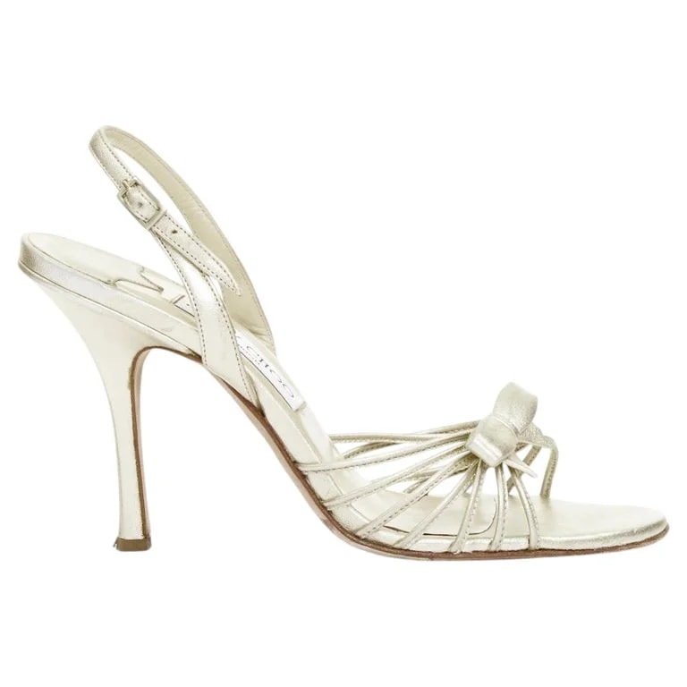 Jimmy Choo — Jimmy Choo Essence Opale Ribbon Bow Strappy EU37 — Designer Shoe — resale