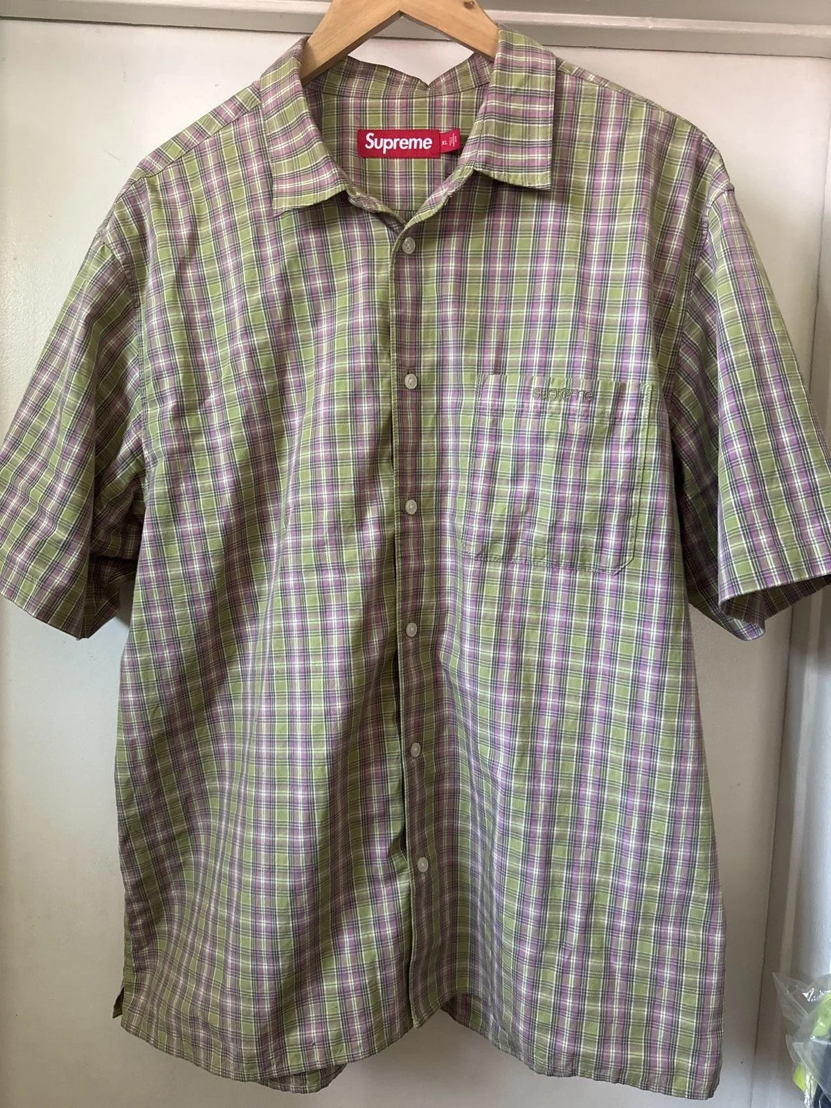 Supreme — Supreme Loose Fit Mini Plaid S/S Shirt — streetwear — resale