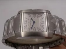 Cartier Tank Française 4476 NEW Full Stickered & TAG Price Steel WSTA0074 2