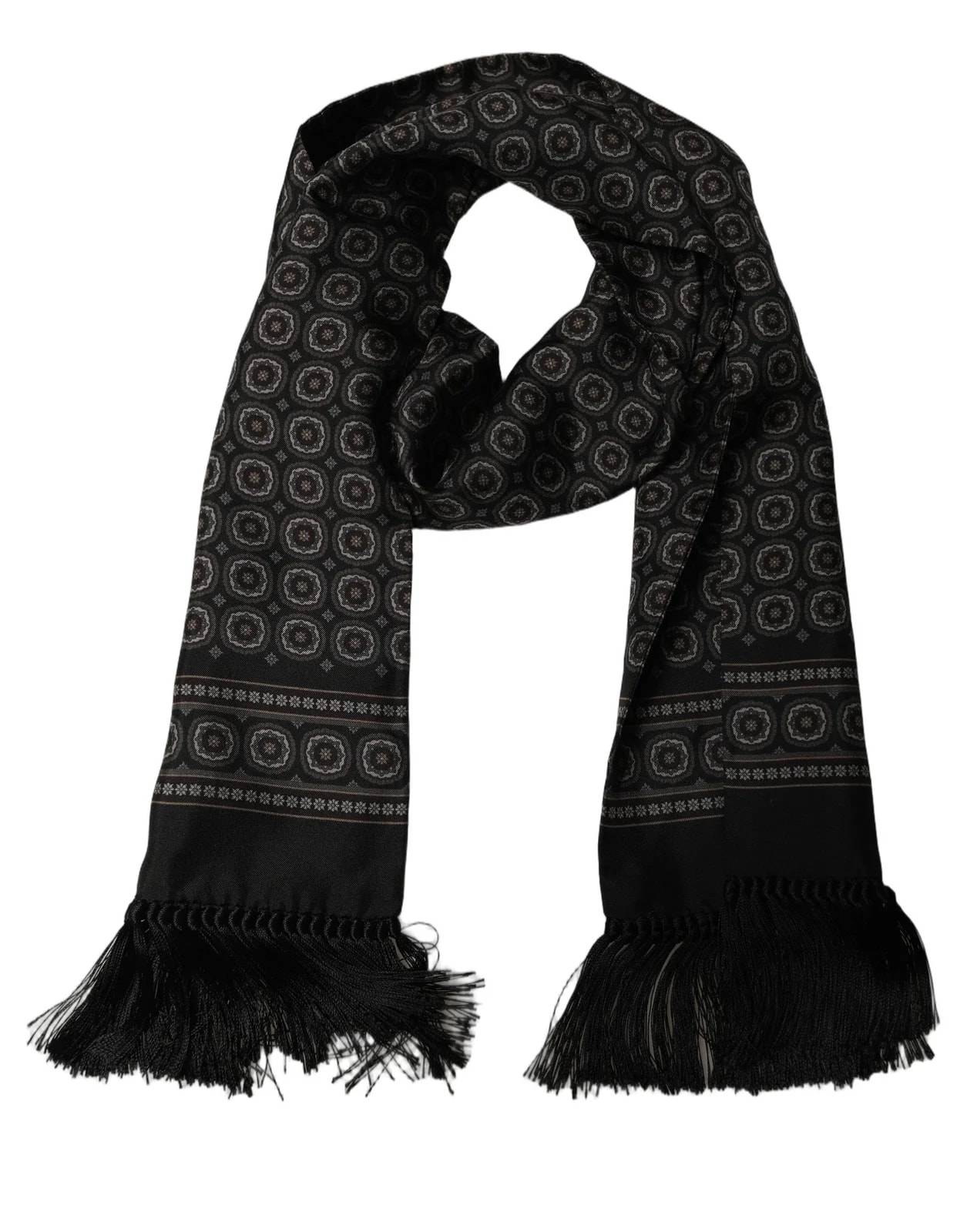 Dolce & Gabbana — Dolce & Gabbana Geometric Fringed Neck Shawl Scarf — Accessory — resale