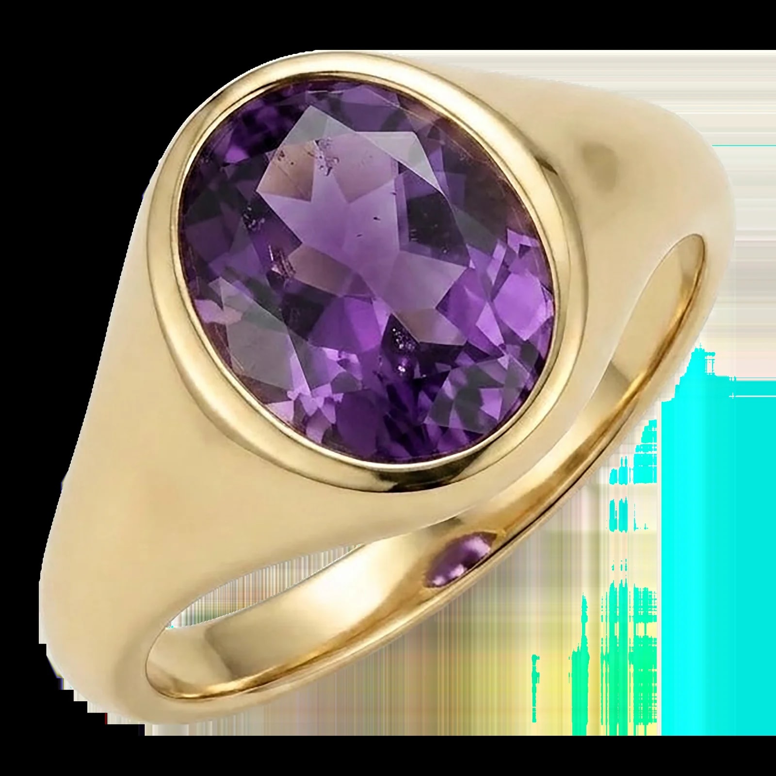 Chunky Signet | Bezel Setting Thick Band | February Birthstone US 7 — Jewelry — resale