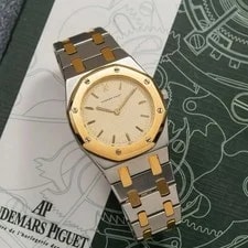 Audemars Piguet Royal Oak Quartz Two-Tone Stainless Steel Cream Tapisserie Dial 4