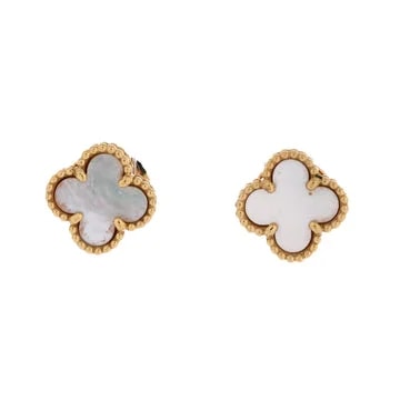Van Cleef & Arpels — Sweet Alhambra Stud 18K Yellow Gold and Mother of Pearl — Jewelry — resale