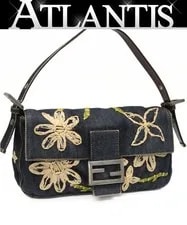 Fendi — Fendi Mamma Baguette Flower Embroidery — Handbag — resale