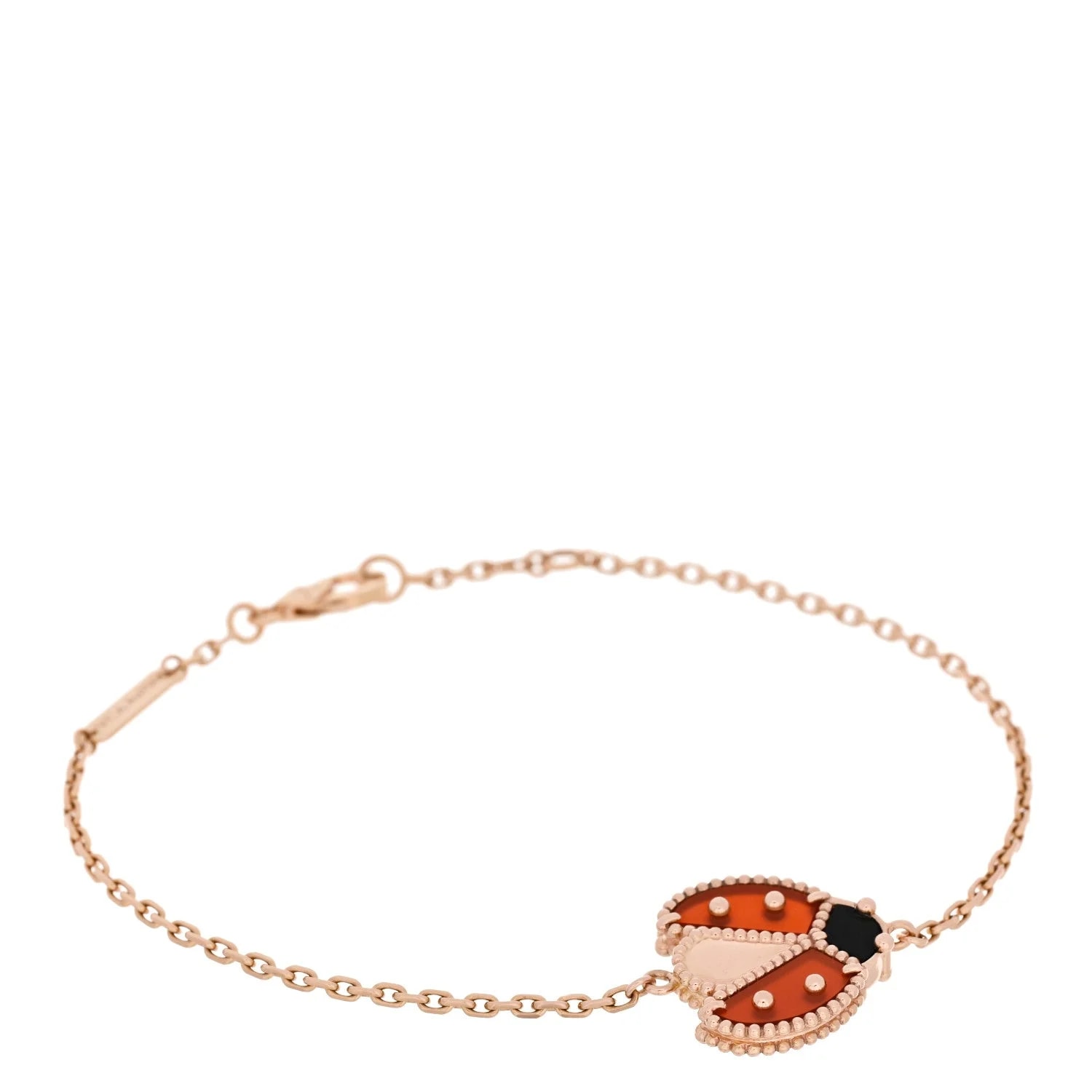 Van Cleef & Arpels — 18K Rose Gold Carnelian Lucky Spring Open Wing Lady Bug — Jewelry — resale
