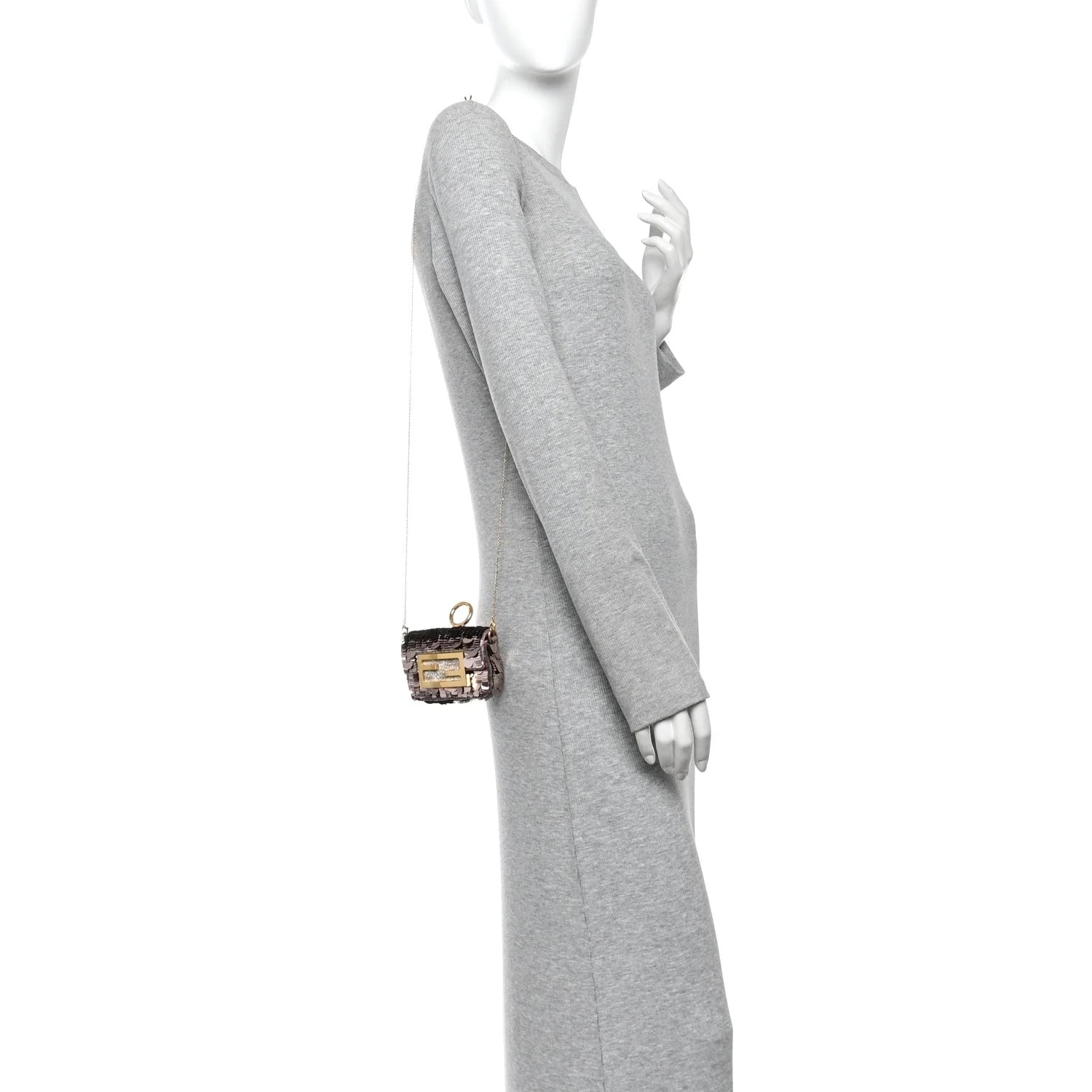 Sequin Paillettes Shiny Sex and the City Nano Maxi Buckle Baguette Charm Tortora 2