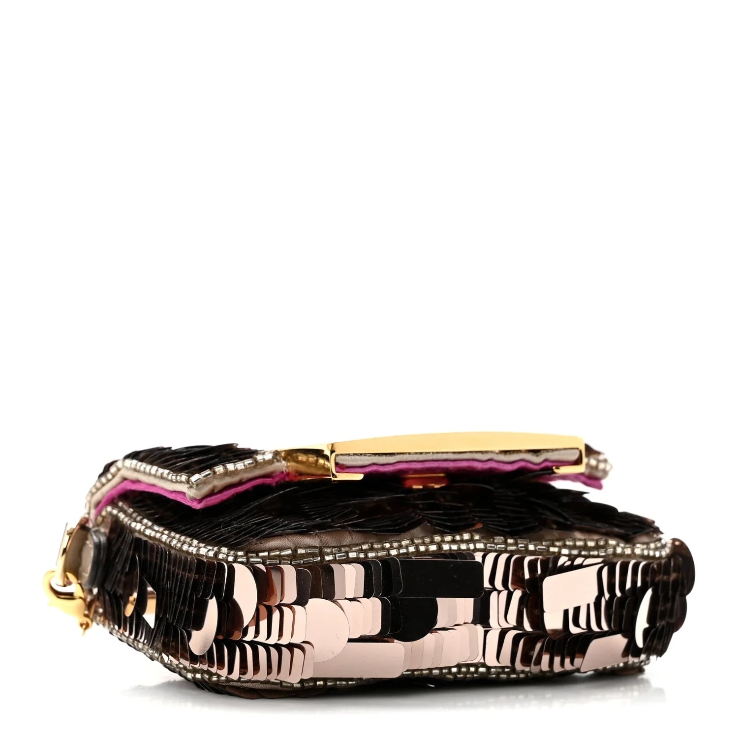 Sequin Paillettes Shiny Sex and the City Nano Maxi Buckle Baguette Charm Tortora 4