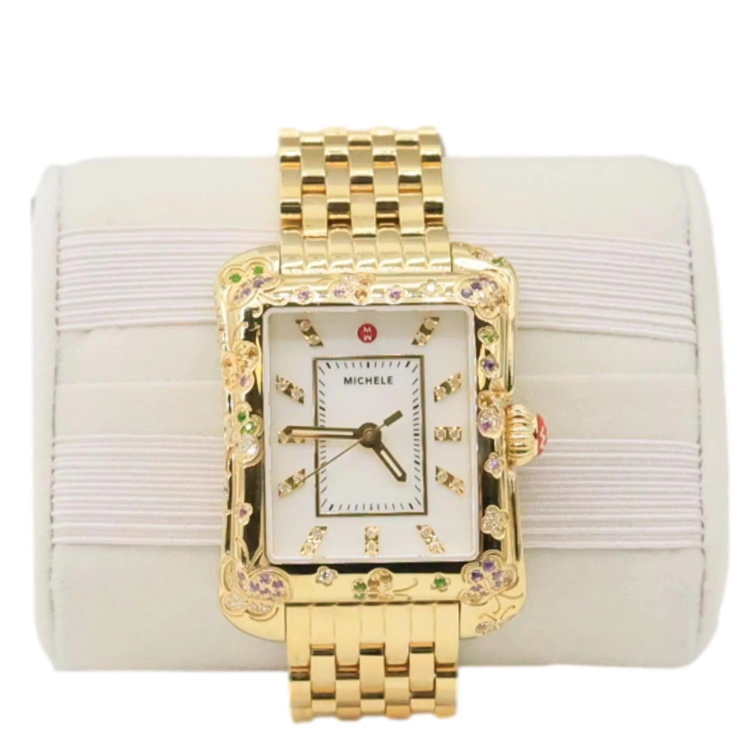Michele Limited Edition Butterfly Deco Moderne 18K Gold-Plated Diamond Mop Dial 35mm X 42mm 4