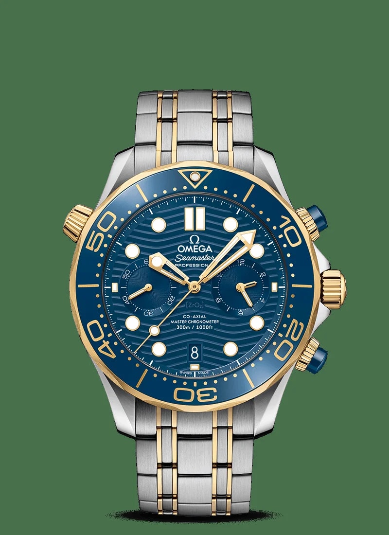 Worldofluxuryus — Omega Seamaster Diver Co-Axial Chronometer Chronograph Stainless Steel & 18K Yellow Gold — Watch — resale