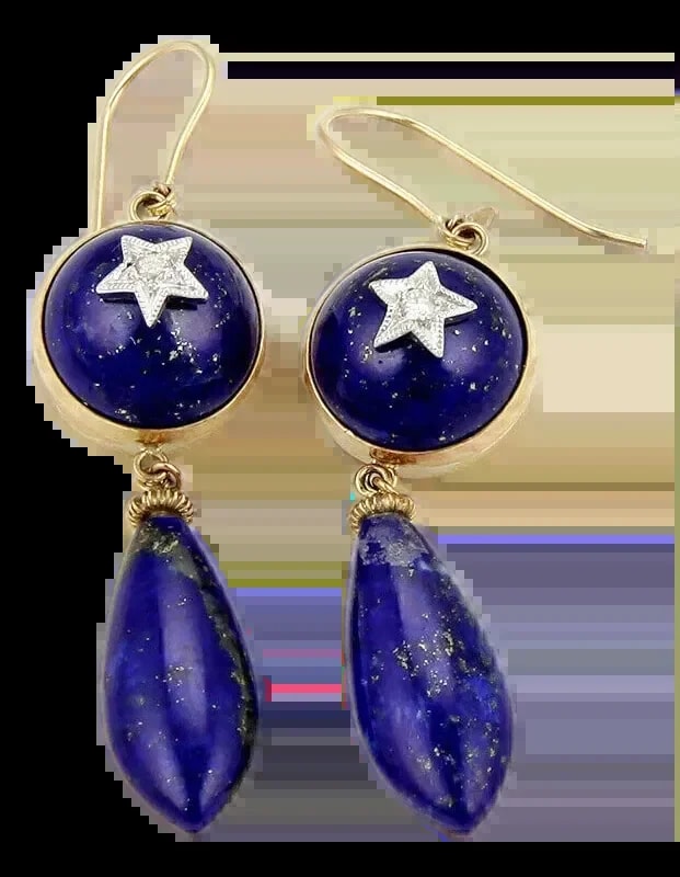 Late 20th Century Pair of Star & 9k Drop Dangle — Jewelry — resale