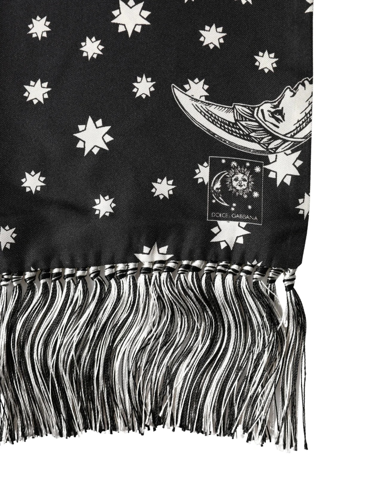 Dolce & Gabbana Sun Moon Star Fringe Foulard 178cm X 33cm Scarf 2