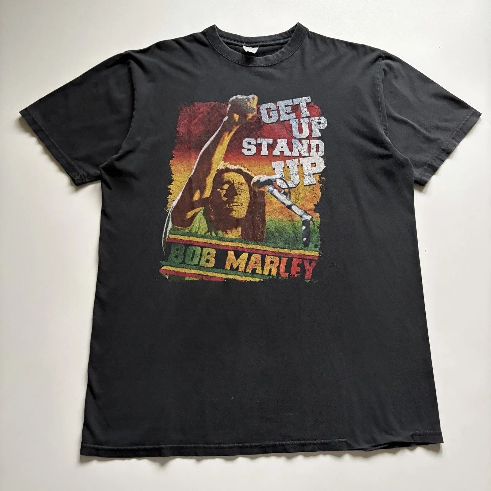Bob Marley Shirt 2XL 90s Faded Get Up Stand Up — streetwear — resale