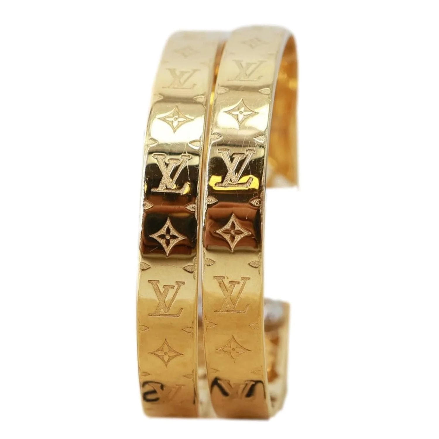 Louis Vuitton — Louis Vuitton Goldtone Metal Nanogram Hoop — Jewelry — resale