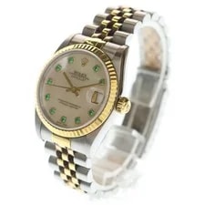 Rolex Datejust 31 Shell Dial SS K18YG 10p Emerald Automatic Silver 94 4