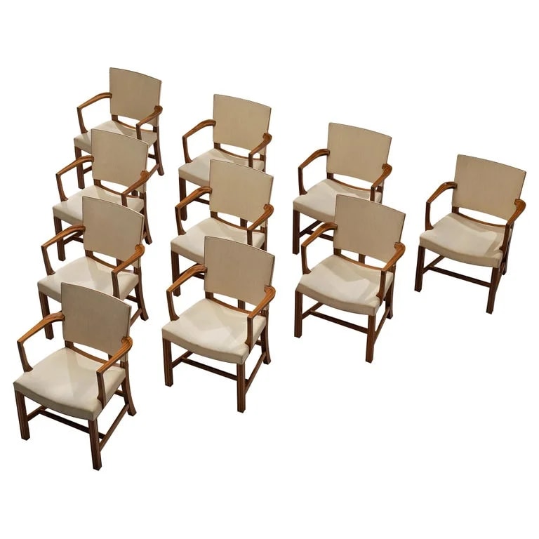 Kaare Klint, Rud Rasmussen — Kaare Klint for Rud. Rasmussens Snedkerier Set of Ten '3758A' Armchairs in Mahogany — Furniture — resale