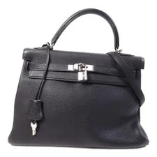 Noir — Hermes PHW Kelly 32 2 Way Clemence — Handbag — resale