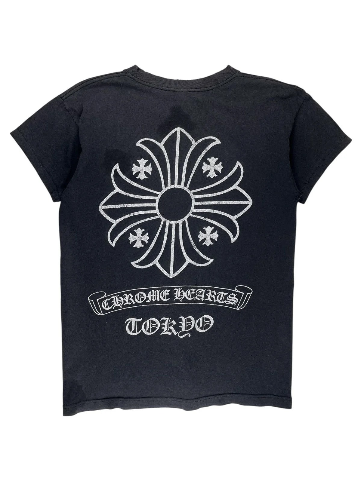 Chrome Hearts — Hearts Tokyo Plus Cross Print Pocket Tshirt Thrashed — streetwear — resale