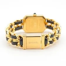 Chanel Premi Re M GP (Gold Plated) Leather Strap Black H0001 F 4
